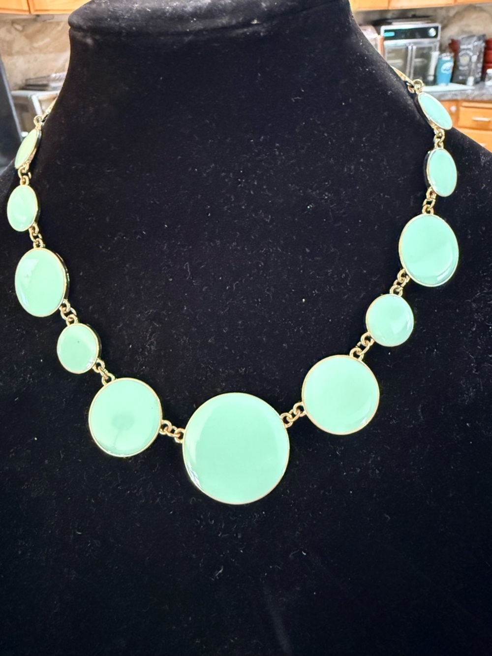 Mint Green Statement Disc Necklace - Women Jewelry